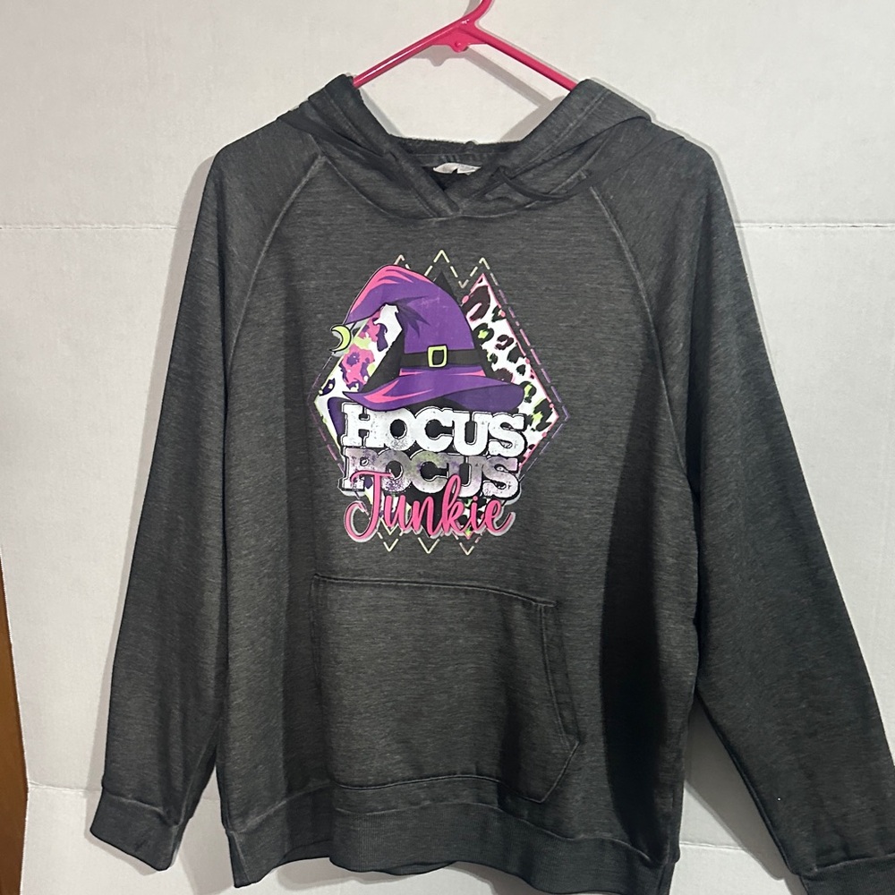 Time and Tru Charcoal Hoodie with Abstract Pattern